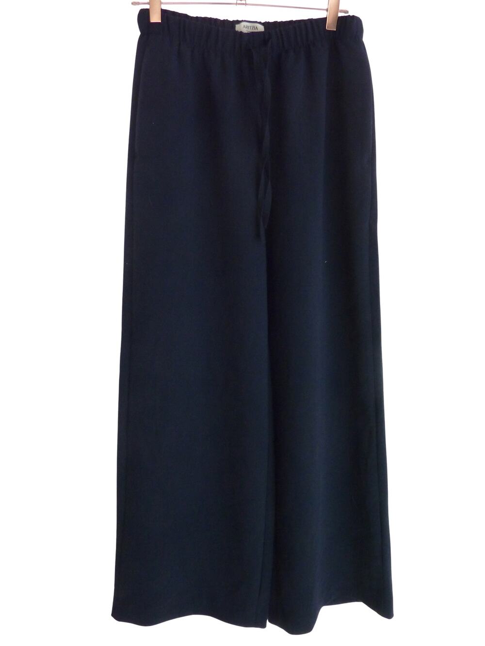 Aritzia Lodge Crepette Dark Night Navy Pants Womens S Wide Leg Pull On